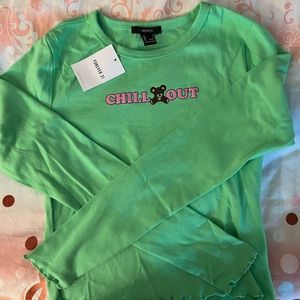 cute green bear long sleeve top